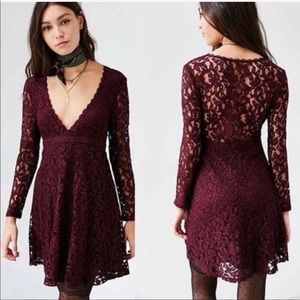 Urban Outfitters Kimchi Blue Lace Maroon Dress